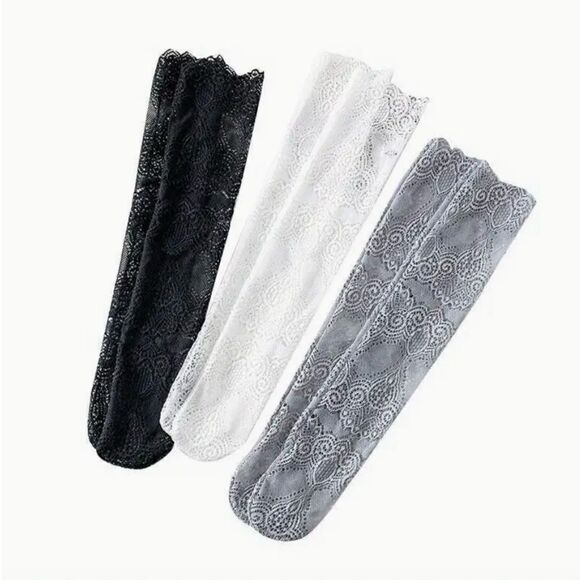 Floral Lace Mid Tube Socks. Set of 3. - Picture 5 of 5